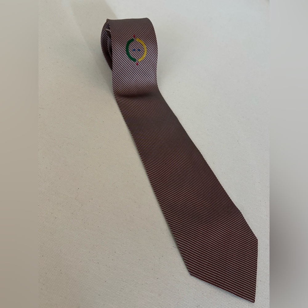 Gianni Versace Silk Tie 90’s Micro-Stripe Pattern Maroon